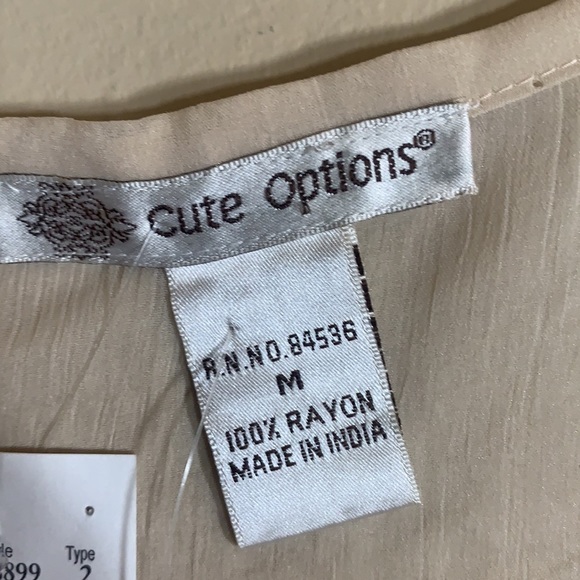 Cute Options Sheer Beige Top NWT - Picture 2 of 7